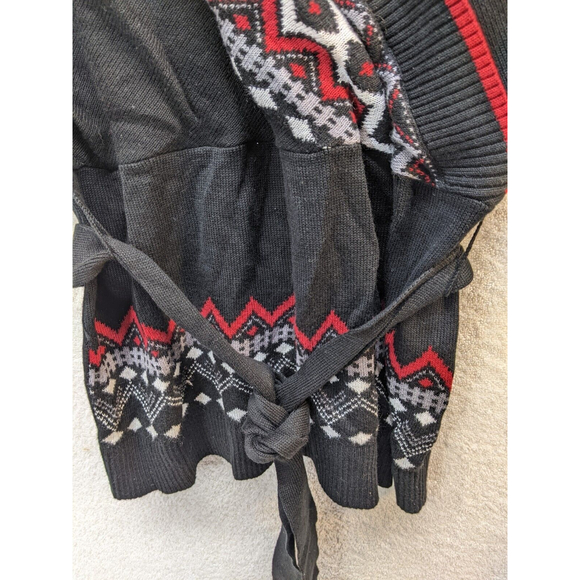 NWT Ny & Co Black Red White Sweater With Tie Waist Medium - Picture 3 of 11